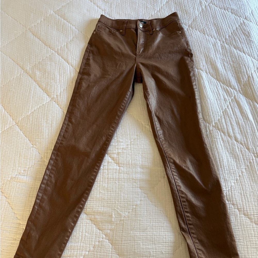 Express Brown Coated Skinny Jeans